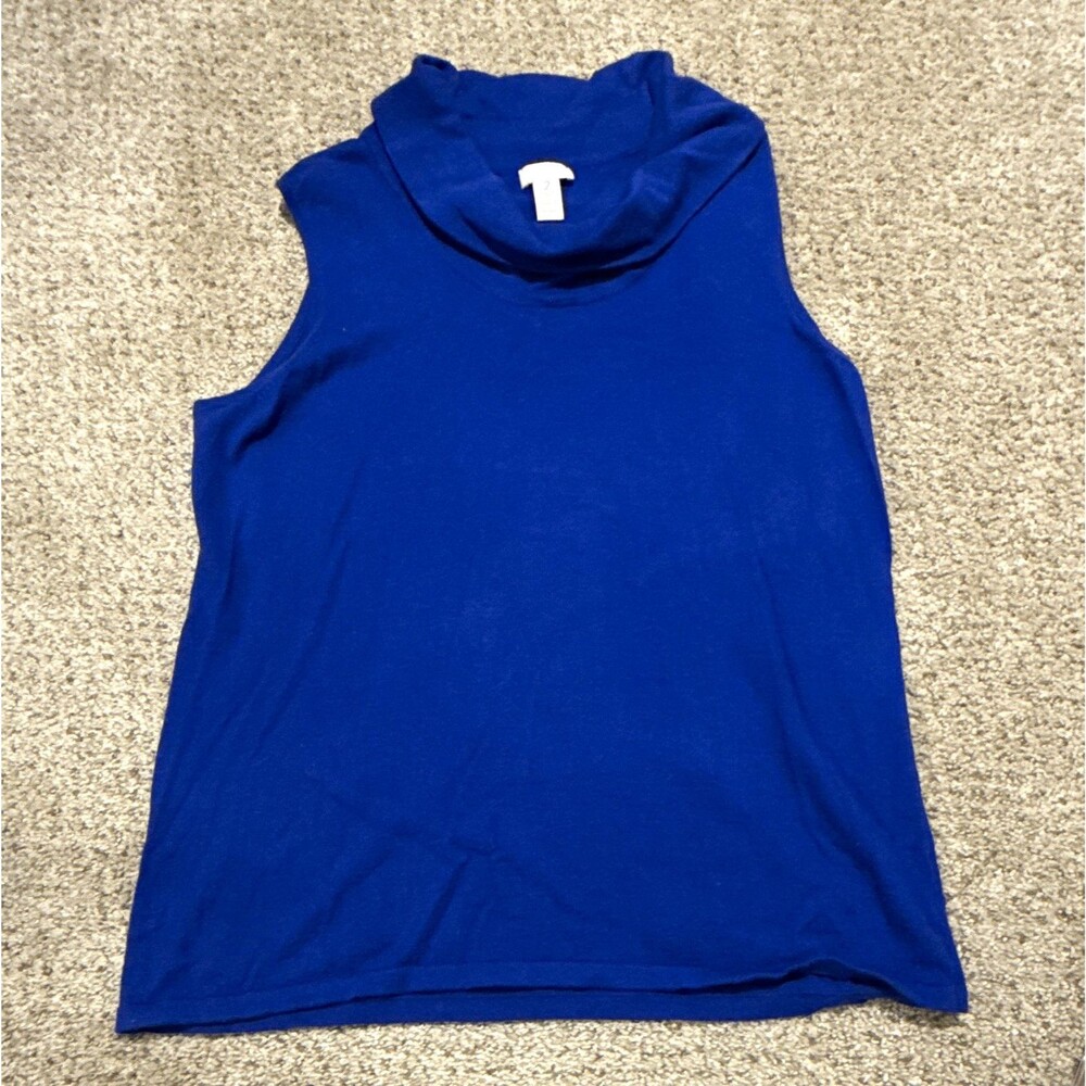 Chico’s Blue Sleeveless Cowl Neck Knit Stretch Tank Top Women’s Size 2 - 0047